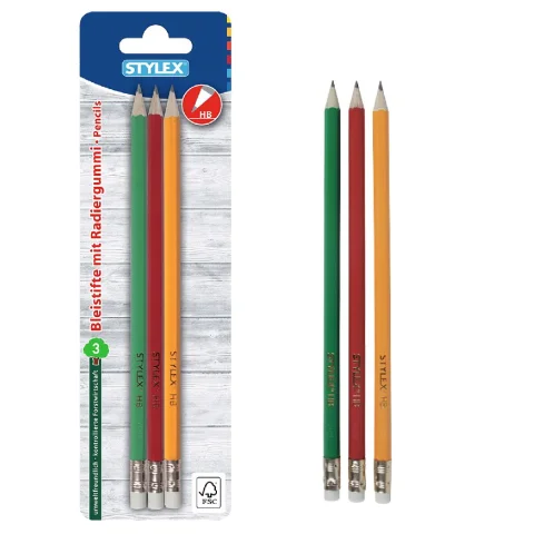 Stylex Potlood Met Gum 3 St. FSC