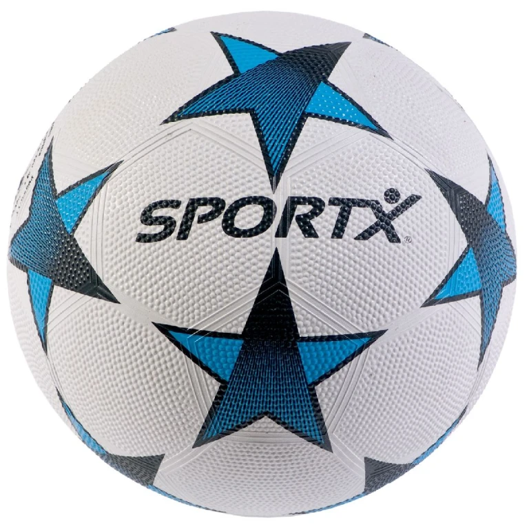 SportX Voetbal Rubber 22 cm Wit/Blauw