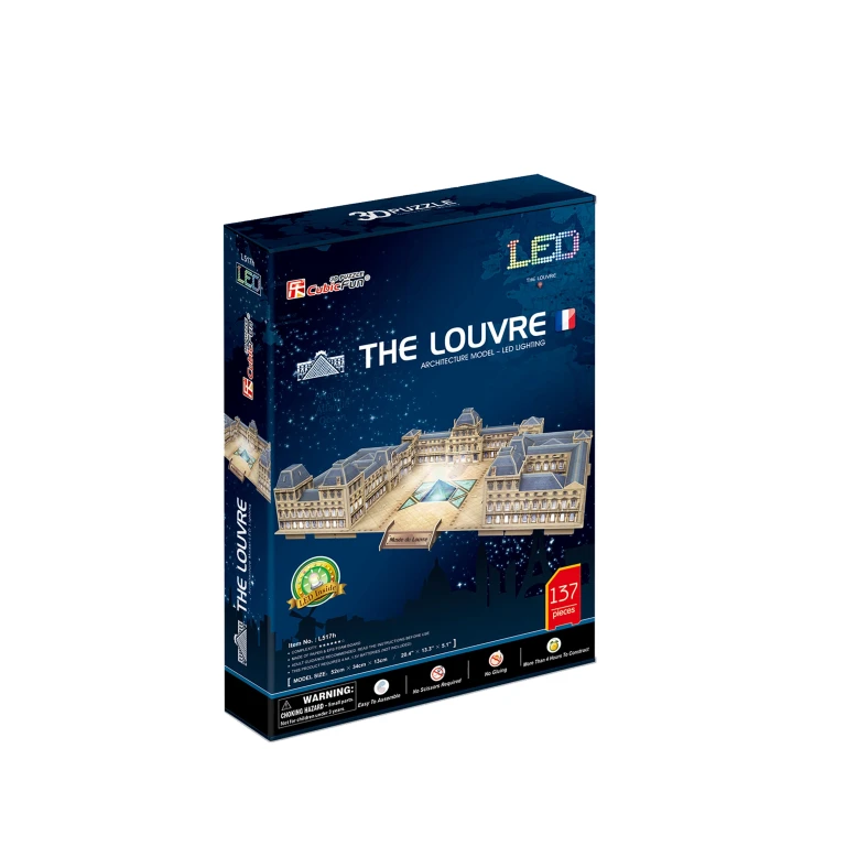 Cubic Fun 3D Puzzel The Louvre met LED, 1 stuk