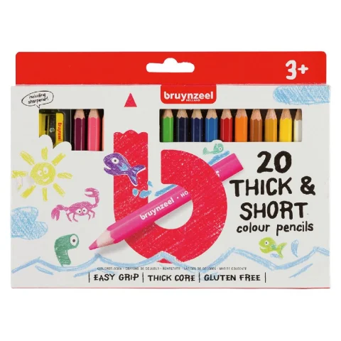 Bruynzeel Kleurpotloden Thick Short 20st 3+
