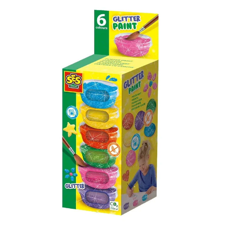 SES Plakkaatverf Glitter set van 6 kleuren