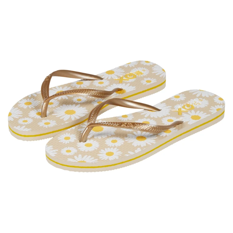 XQ Dames Teenslippers met Bloemenprint - Zand - 1 stuk