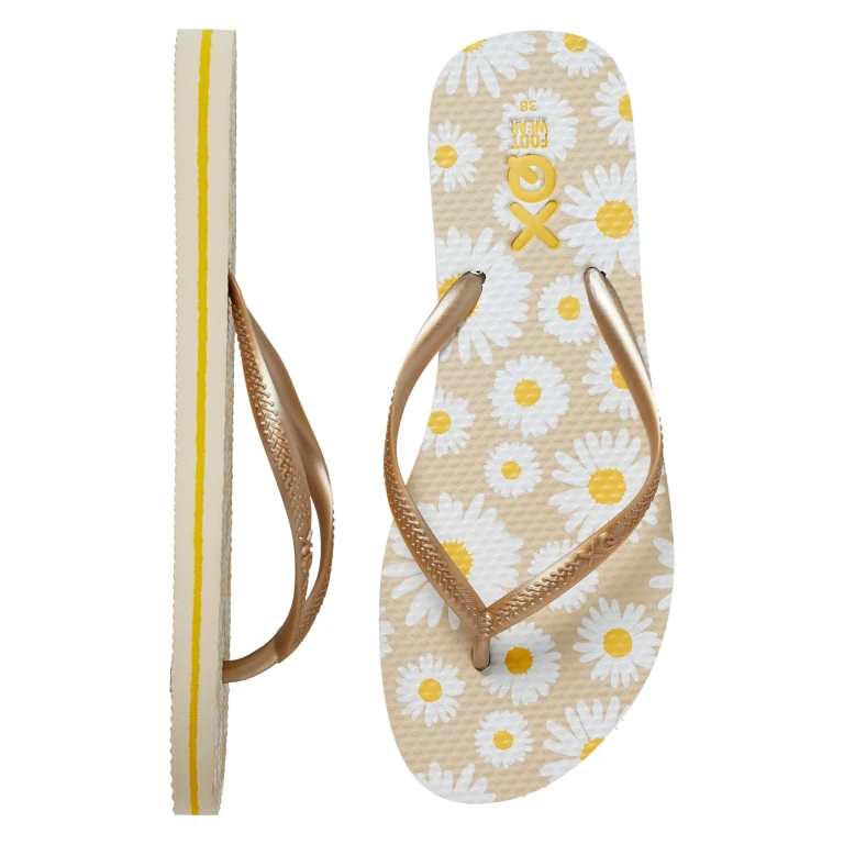 XQ Dames Teenslippers met Bloemenprint - Zand - 1 stuk