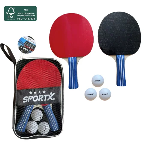 SportX Tafeltennisset+ballen in tas 4 ster FSC