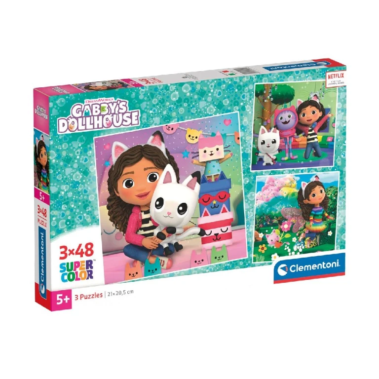 Clementoni Gabby's Dollhouse Puzzelset - Set van 3 x 48 stuks
