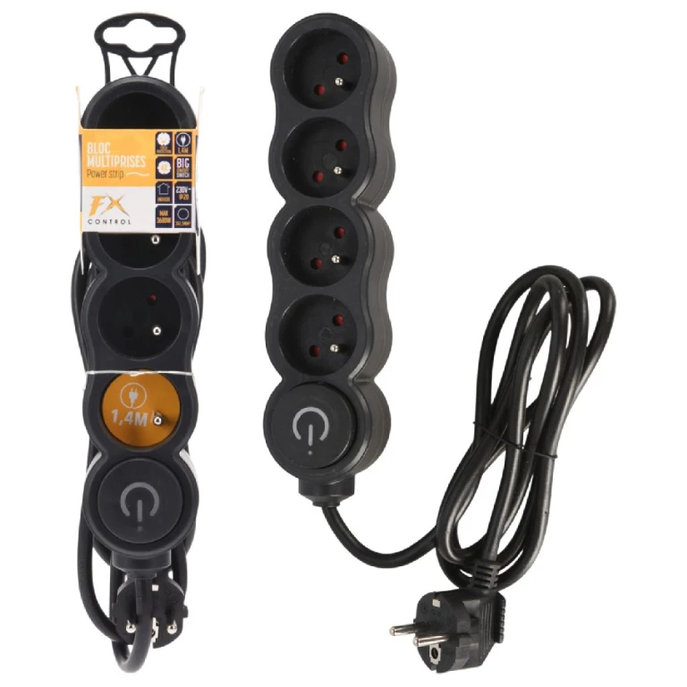 Stekkerdoos 4-voudig (FR), wit - 1 stuk