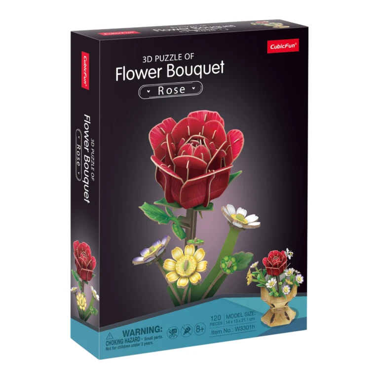 Cubic Fun 3D Puzzel Flower Roos - 1 stuk