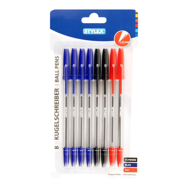Stylex Balpennen 1mm 3 kleuren set van 8 stuks