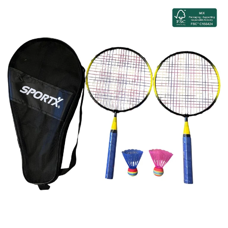 SportX Mini Badmintonset Staal met Draagtas 1 stuk