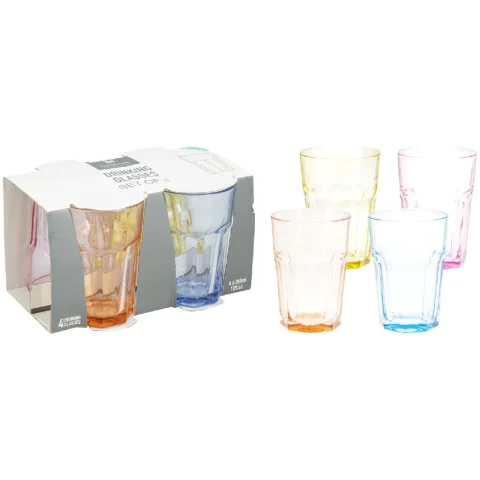 Drinkglas Mediterrane Kleur 360ml Set 4in1