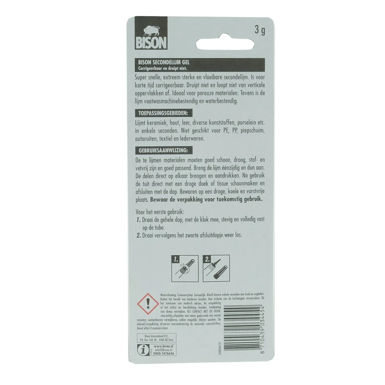 Bison Secondelijm Gel 3ml Transparant Lichtvullend