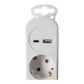 Stekkerdoos 3 Weg Wit 140cm Aan/Uit + USB A+C
