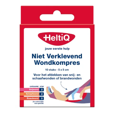 HeltiQ Niet Verklevend Wondkompres 5x5cm 10st