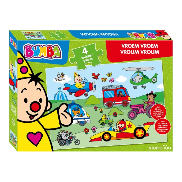 Bumba Puzzel Vroem Vroem - 1 stuk - 4 puzzelstukjes