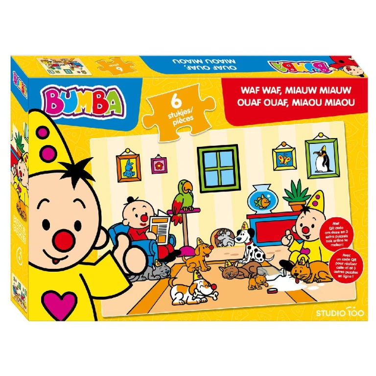Bumba Puzzel Waf Waf, Miauw Miauw - 6 stukjes - 1 stuk