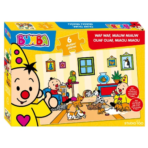Bumba Puzzel Waf Waf, Miauw Miauw 6 Stukjes