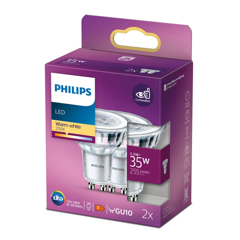 Philips LED reflector GU10 3.5W 255Lm - set van 2 stuks