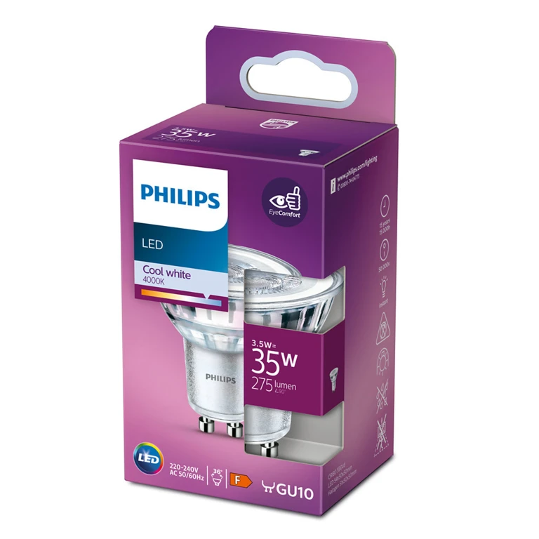 Philips LED spot GU10 3.5W 275lm 4000K - 1 stuk