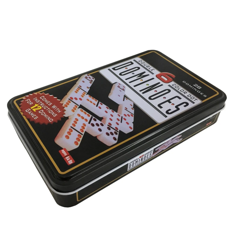 Double 6 Domino Set in Blik - 1 stuk