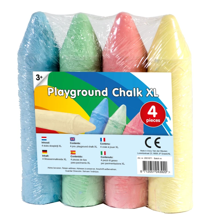 Clown Creatief Stoepkrijt Super XL - set van 4 stuk