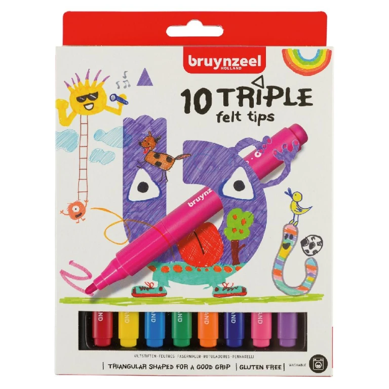 Bruynzeel Viltstiften Triple - Set van 10 stuks - vanaf 4 jaar
