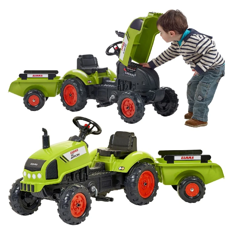 FALK Speelgoedtractor Claas Arion 410 Groen 2+ met aanhanger