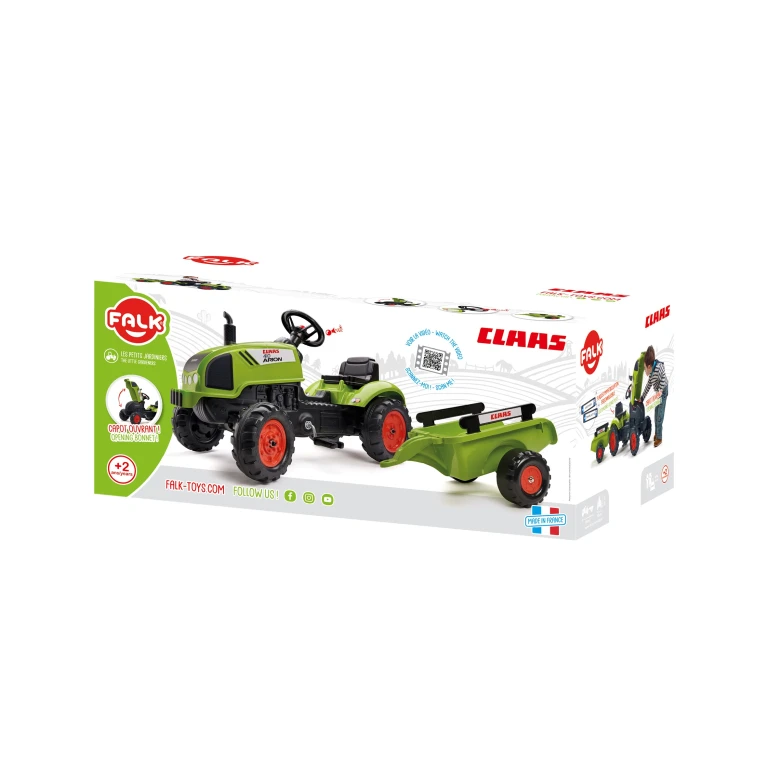FALK Speelgoedtractor Claas Arion 410 Groen 2+ met aanhanger