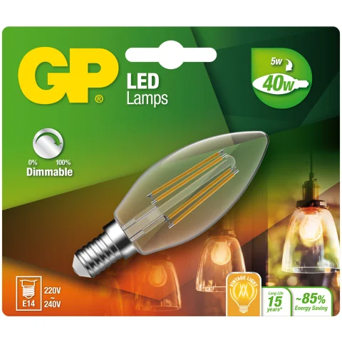 GP LED lamp E14 5W 470Lm kaars Filament dimbaar - 078166-LDCE1