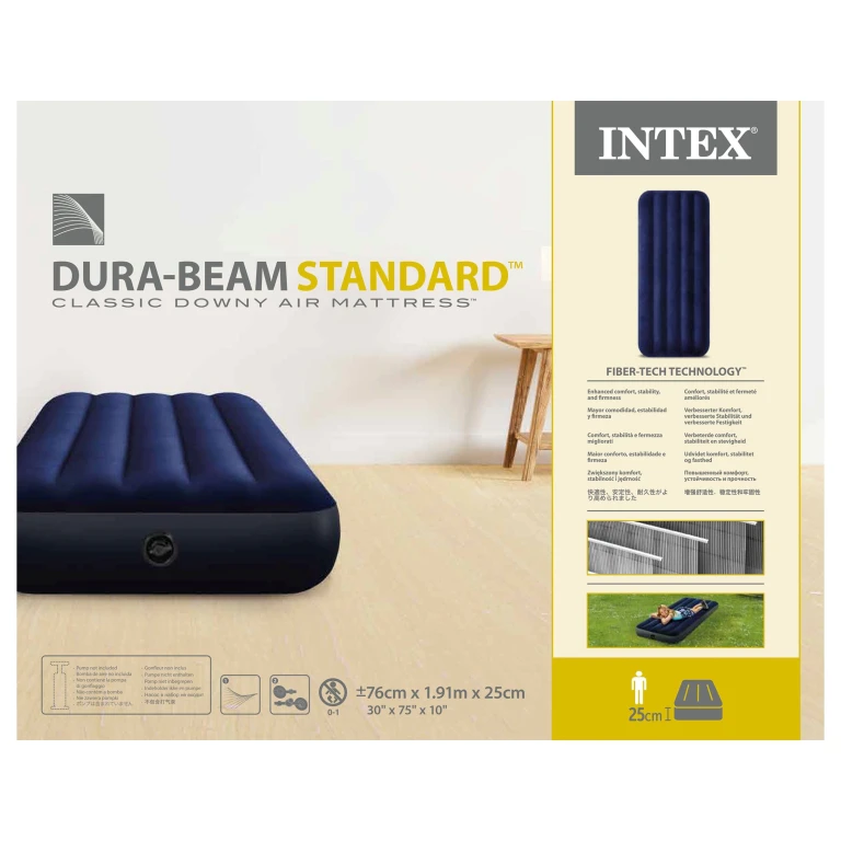 Intex Classic Downy eenpersoons luchtbed 76x191x25 cm - 1 stuk