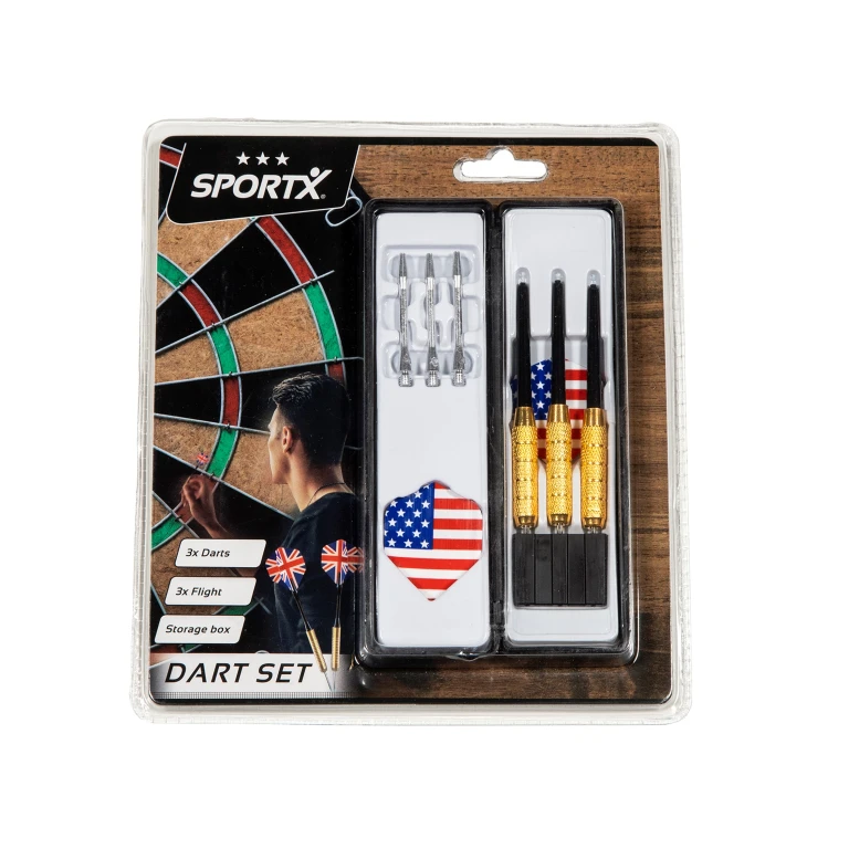 SportX Dartset Messing met Opbergdoos - 1 stuk