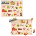 Houten Knopjes Puzzel Boerderij 40x30cm - 1 stuk