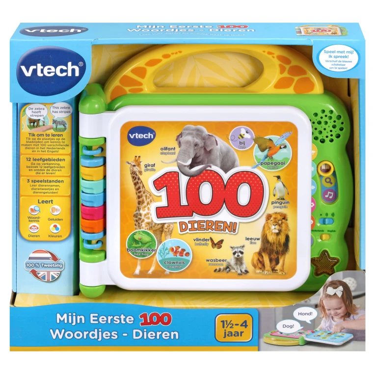 VTech Mijn Eerste 100 Woordjes Dieren Interactief Boek - 1 stuk