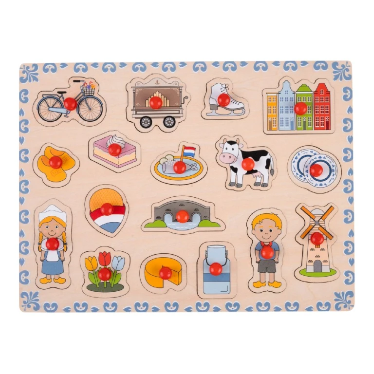 Houten Knopjespuzzel Holland - 1 stuk - 30 x 22.5 cm