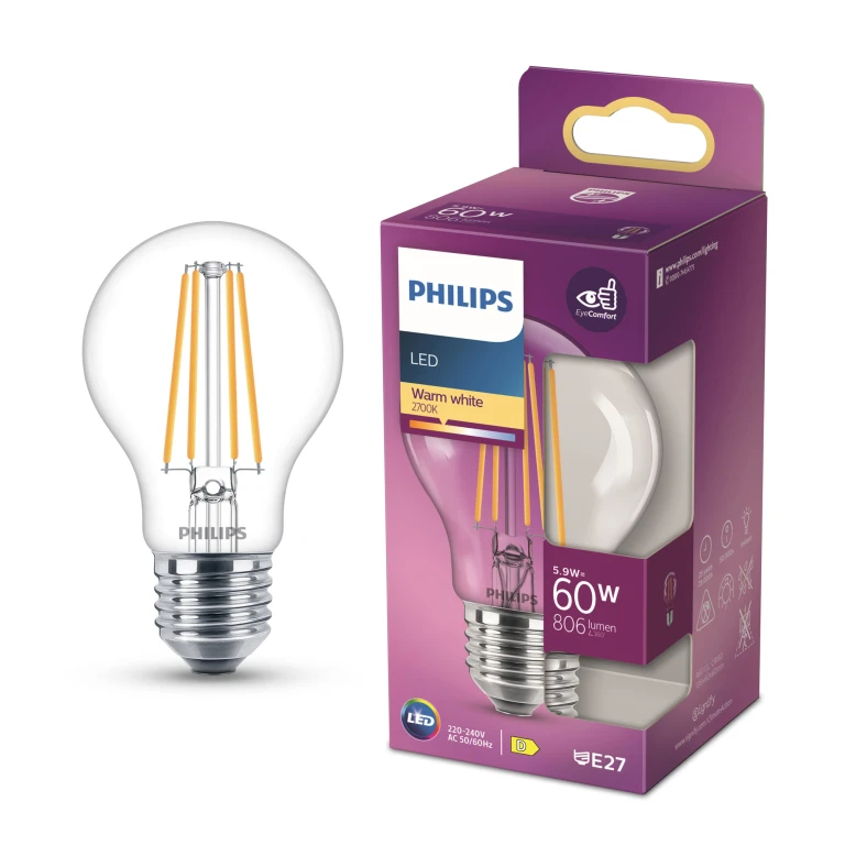 Philips LED Lichtbron E27 Peer Filament 806 Lm - 1 stuk