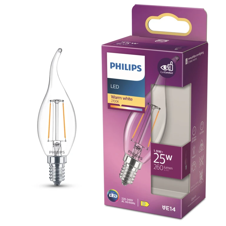 Philips LED Kaarslamp E14 2W 250Lm - 1 stuk