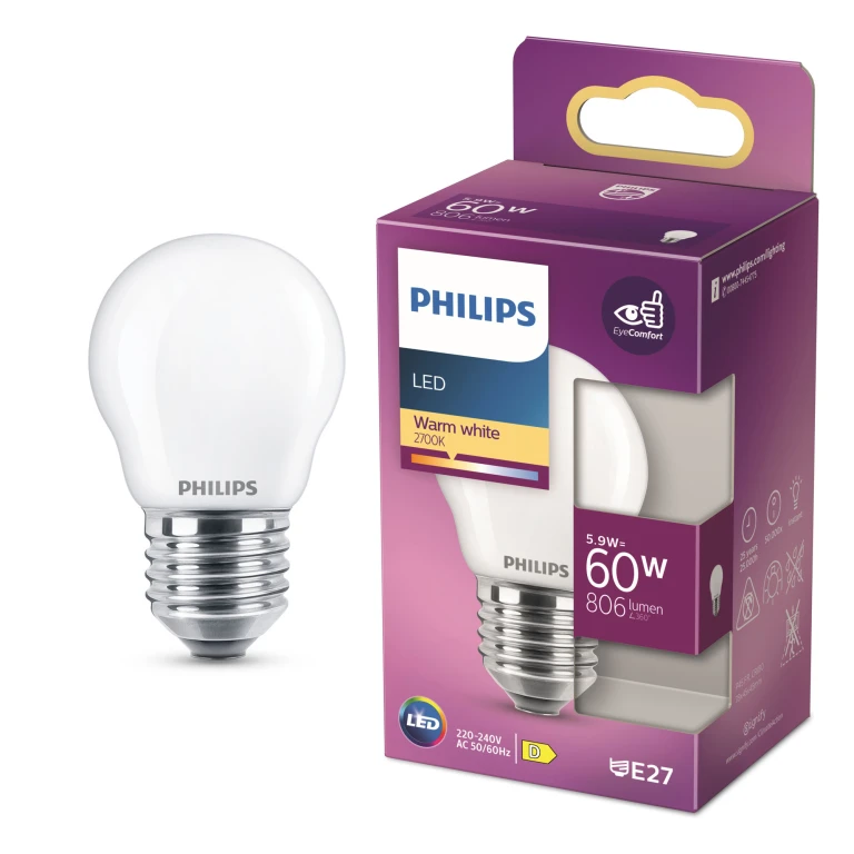 Philips LED Lichtbron E27 806 Lm Kogel Mat - 1 stuk