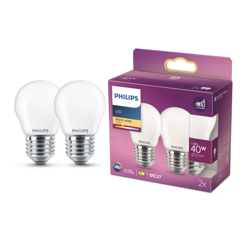 LED Lamp 40W E27 470Lm kogel mat 2st.