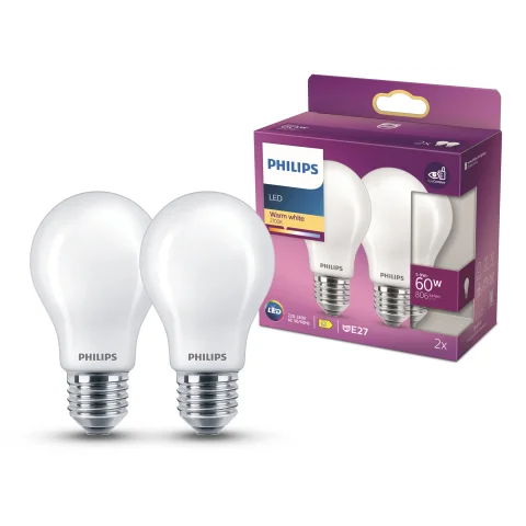 LED Lamp 60W E27 806Lm peer mat 2 st.