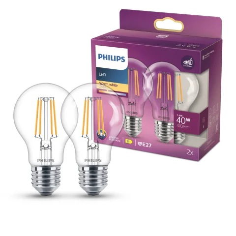 LED Lamp 40W E27 470Lm peer filament 2 st.