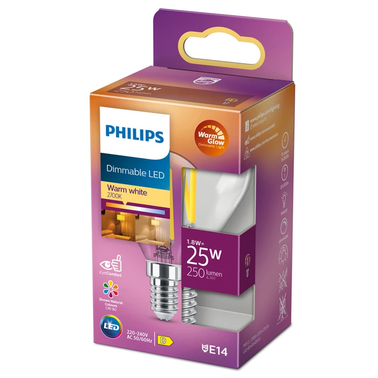 Philips LED kogel filament lichtbron E14 25W 250Lm - 1 stuk