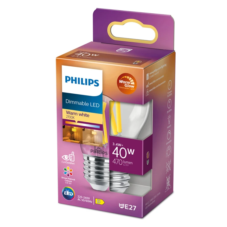 Philips LED kogel lamp E27 40W 470lm dimbaar - 1 stuk