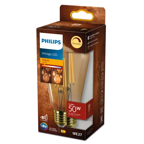 LED lamp E27 50W 640Lm ST64 flame vintage db