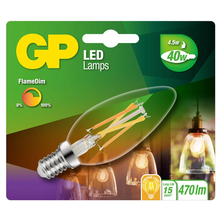 GP LIGHTING LED Kaarslamp E14 4W 470Lm FlameDim - 1 stuk