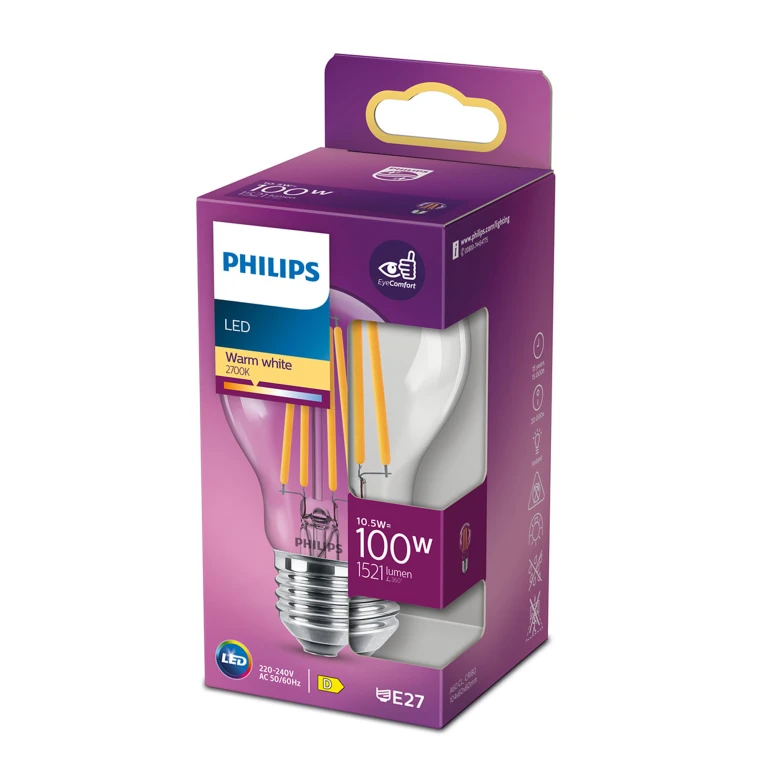 Philips LED lamp E27 A60 filament 1521lm - 1 stuk