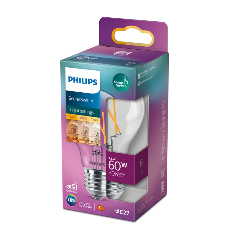 Philips LED lamp E27 A60 SceneSwitch 806Lm - 1 stuk