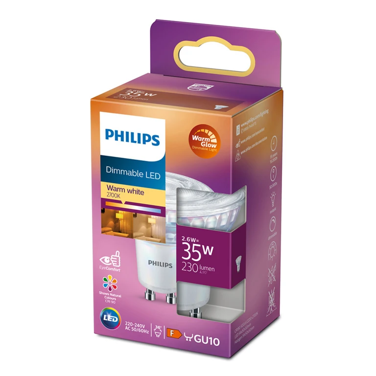 Philips LED Spot GU10 35W 230Lm Dimbaar Warm Glow - 1 stuk