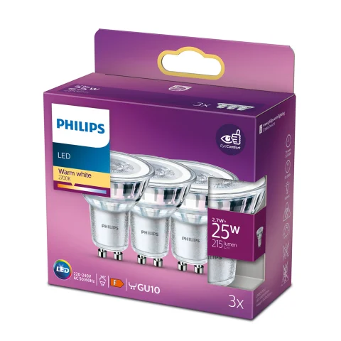 LED lamp GU10 25W 215Lm reflector 3 stuks
