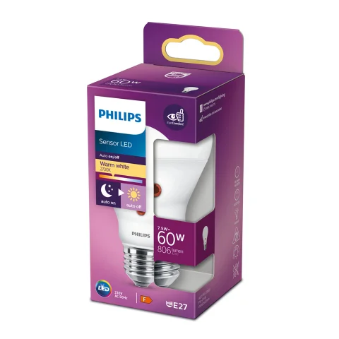 LED lamp E27 60W 806Lm peer mat + sensor