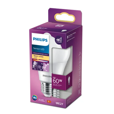 LED lamp E27 60W 806Lm peer mat + sensor