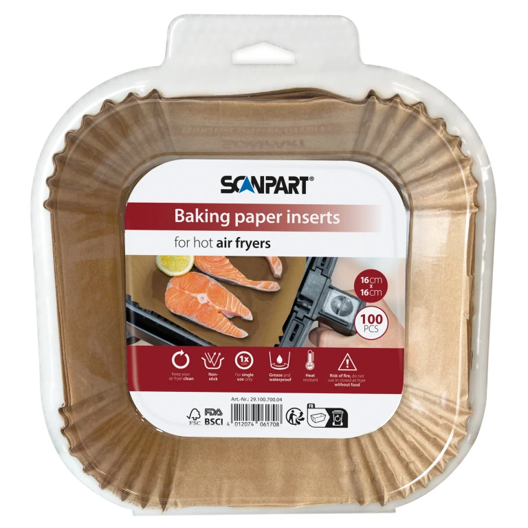 SCANPART Bakpapier Inlegvellen Airfryer 16x16cm - set van 100 stuk